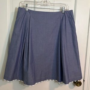 NWT Sara Campbell Chambray Pollard Dot Ric Rac Trim A Line Skirt Size 12